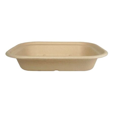 World Centric 8"x6"x1.5" 1 Compartment Unbleached Plant Fiber Compostable Tray, PK400 TR-SC-U8